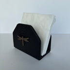 Servilletero Abanico Drilo Negro con herraje Libélula