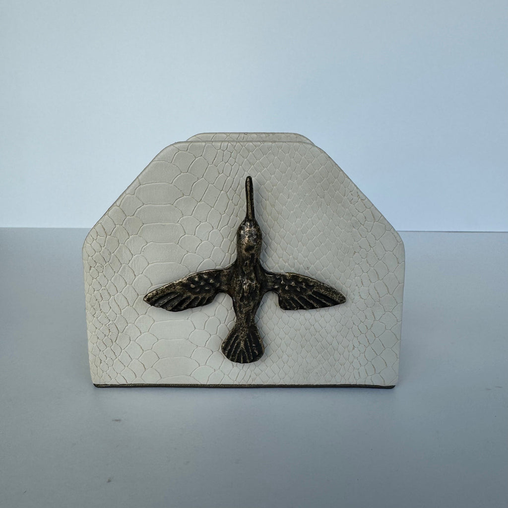 Servilletero Abanico Drilo Crema con herraje Colibrí