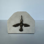 Servilletero Abanico Drilo Crema con herraje Colibrí