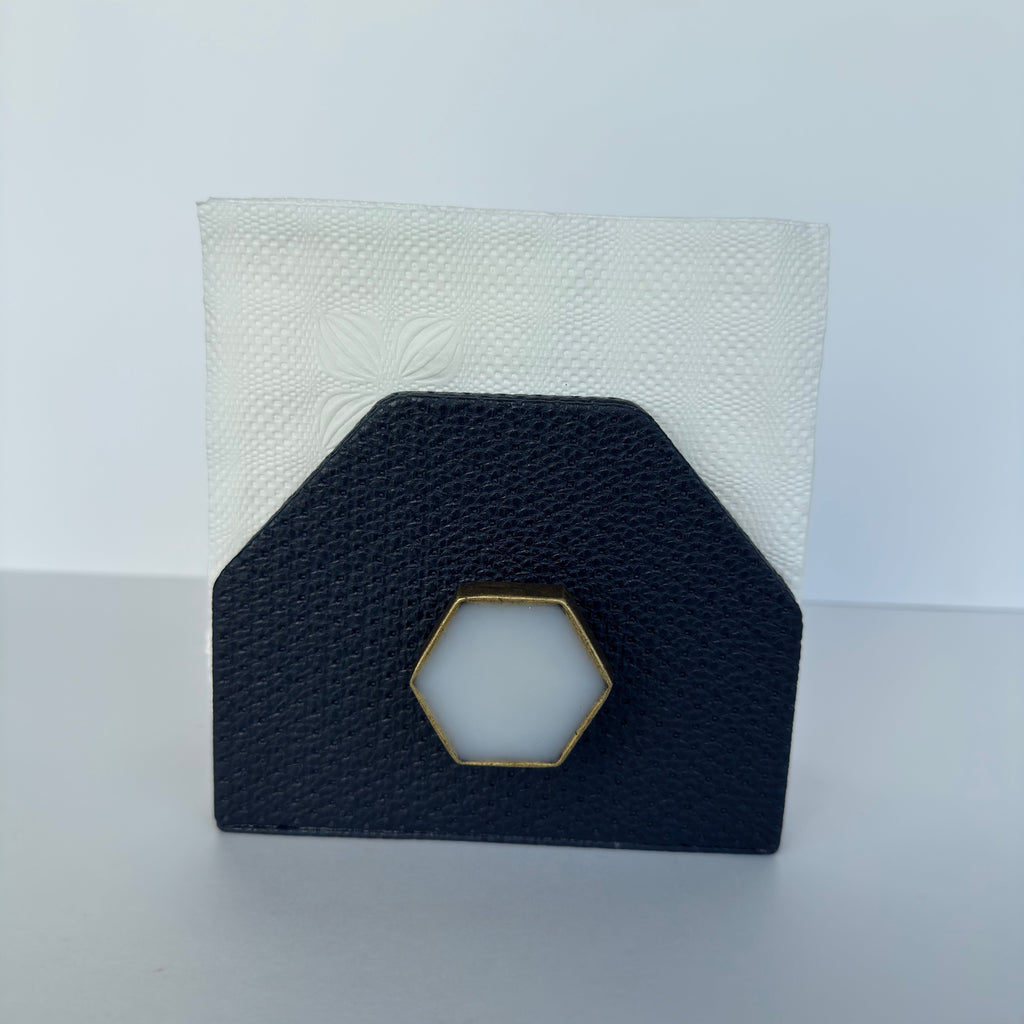 Servilletero Abanico Drilo Azul Rey con herraje Hexágono