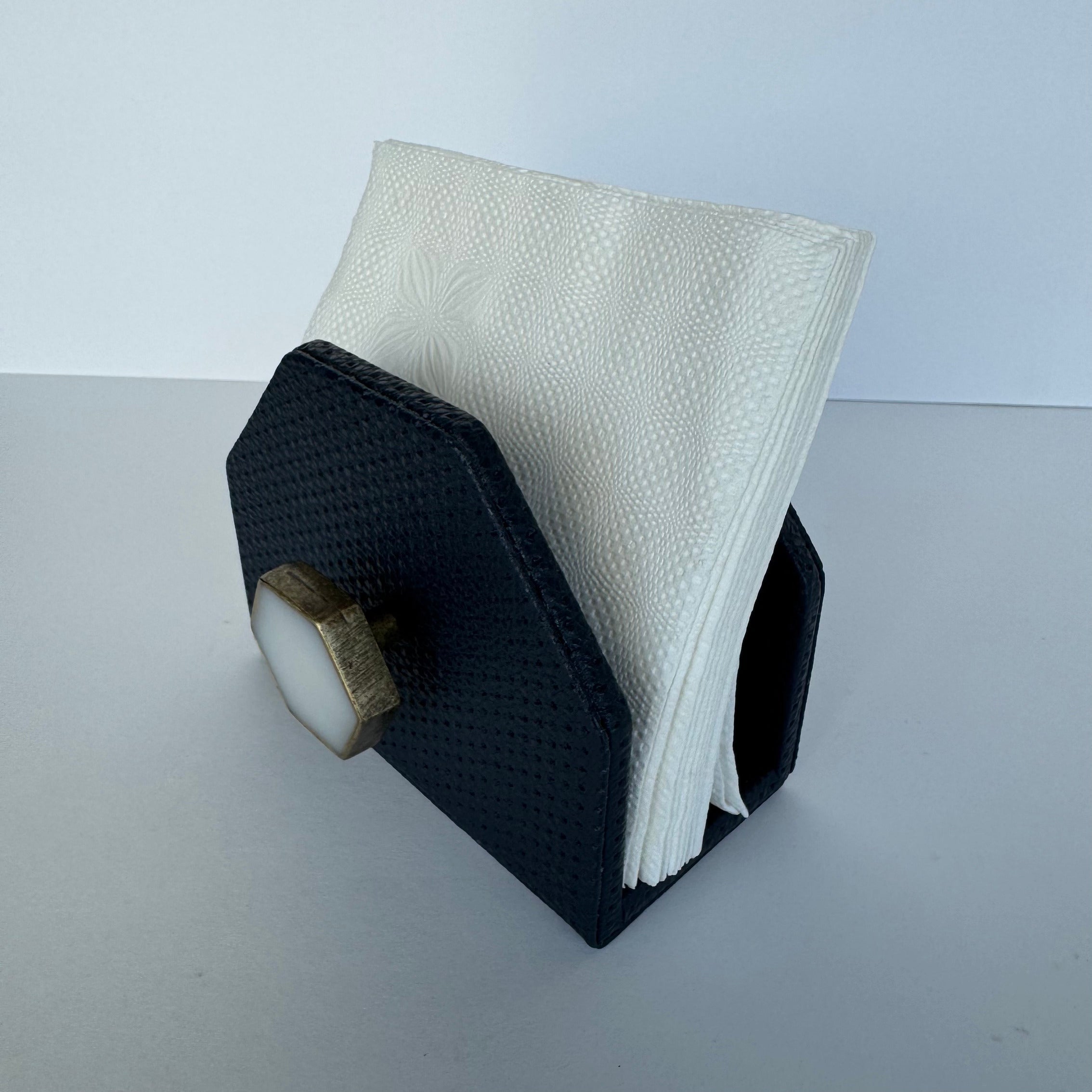 Servilletero Abanico Drilo Azul Rey con herraje Hexágono