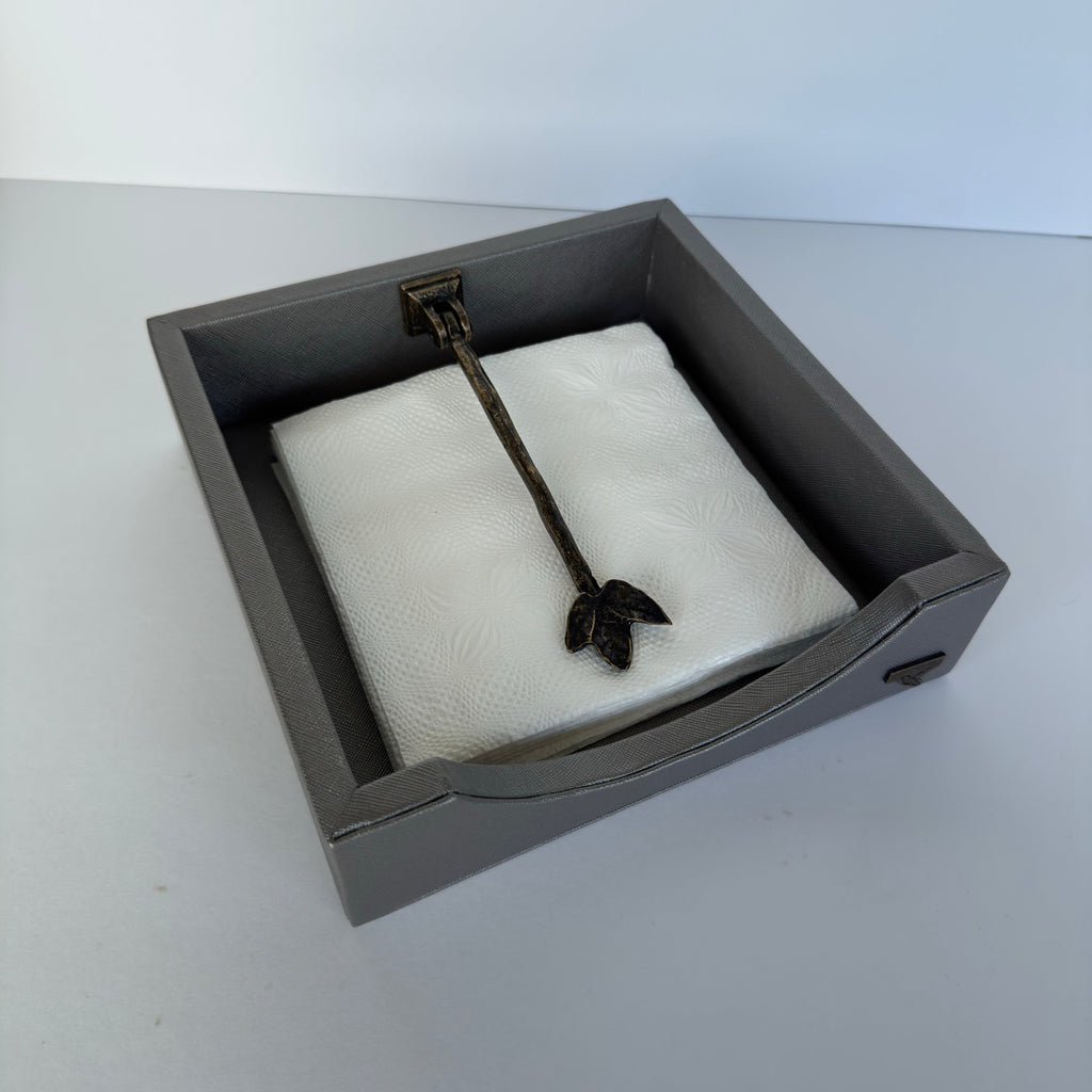 Charola para Servilletas Drilo Plomo con Rama Otoño
