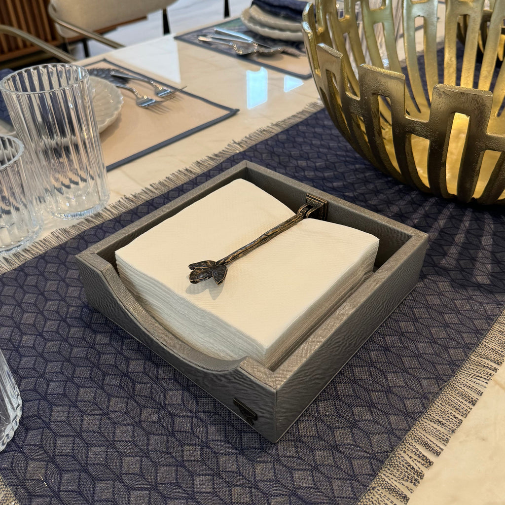 Charola para Servilletas Drilo Plomo con Rama Otoño