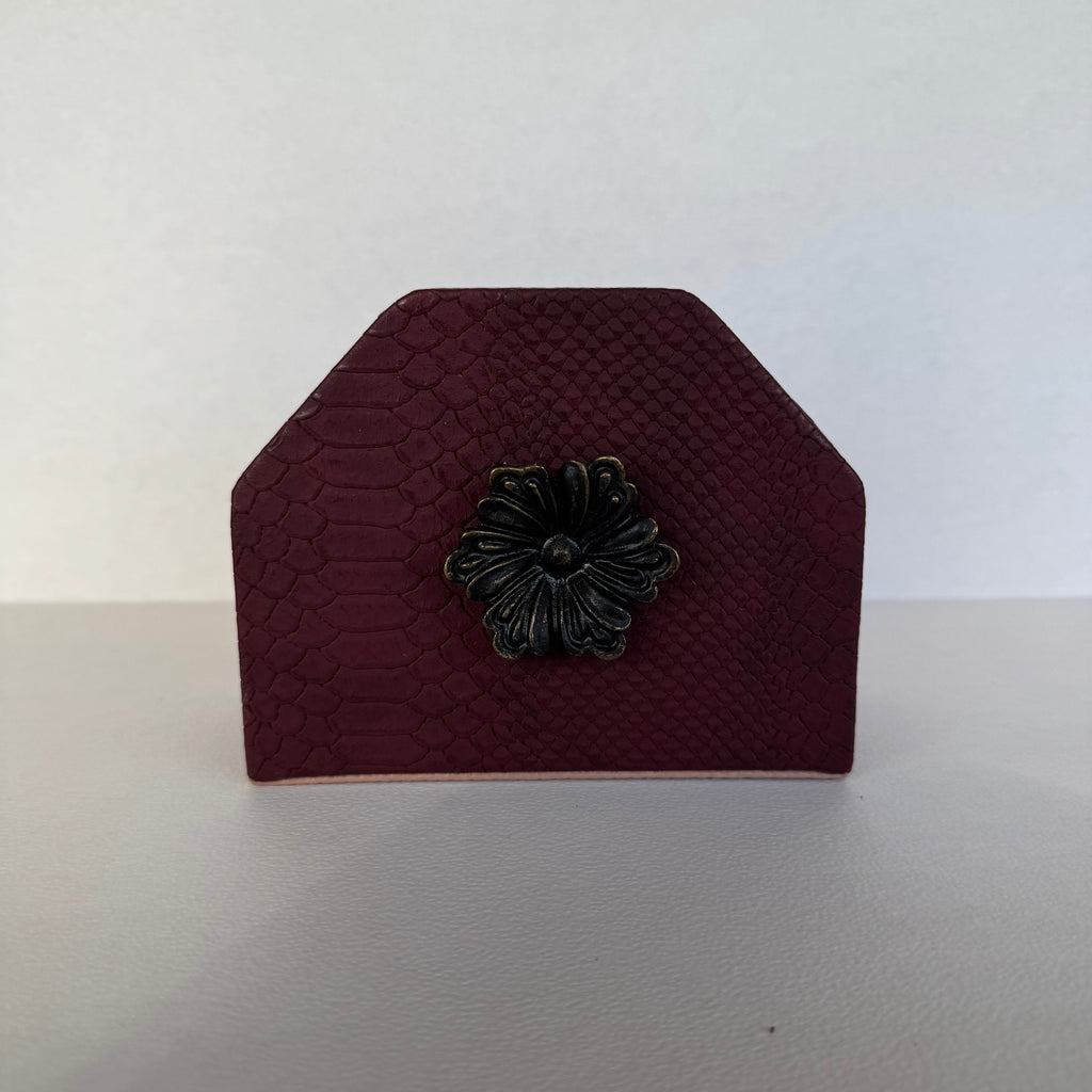 Servilletero Abanico Drilo Vino con herraje Flor