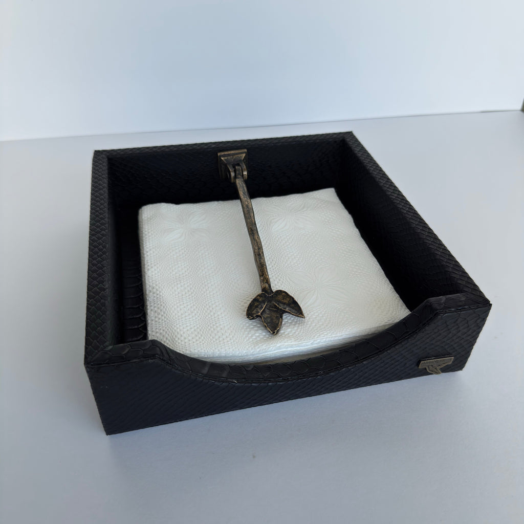 Charola para Servilletas Drilo Negro con Rama Otoño