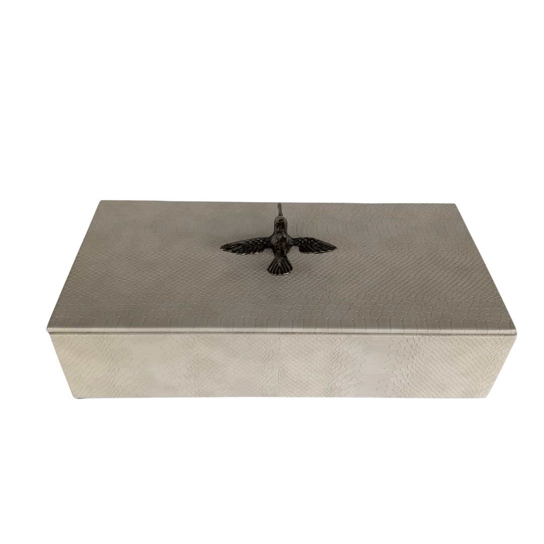 Caja Ortiga  Drilo Crema con Herraje de Colibrí