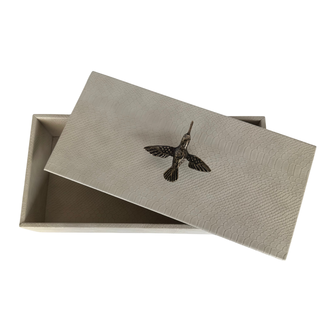 Caja Ortiga  Drilo Crema con Herraje de Colibrí