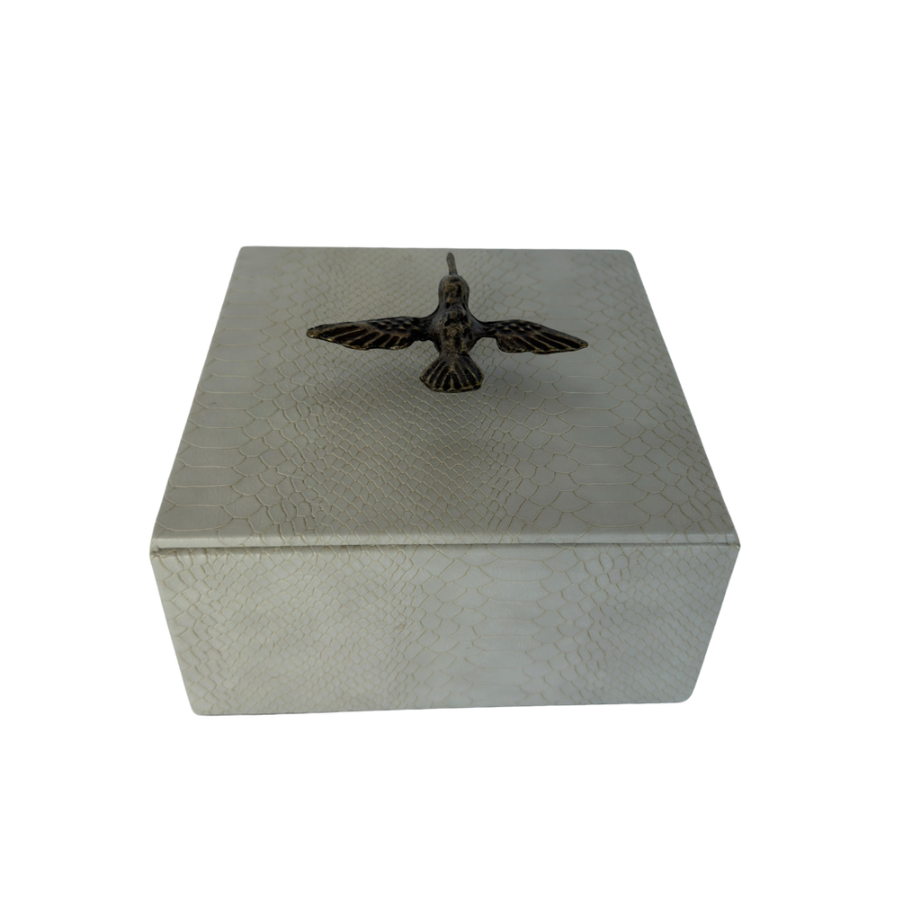 Caja Ortiga  Drilo Crema con Herraje de Colibrí