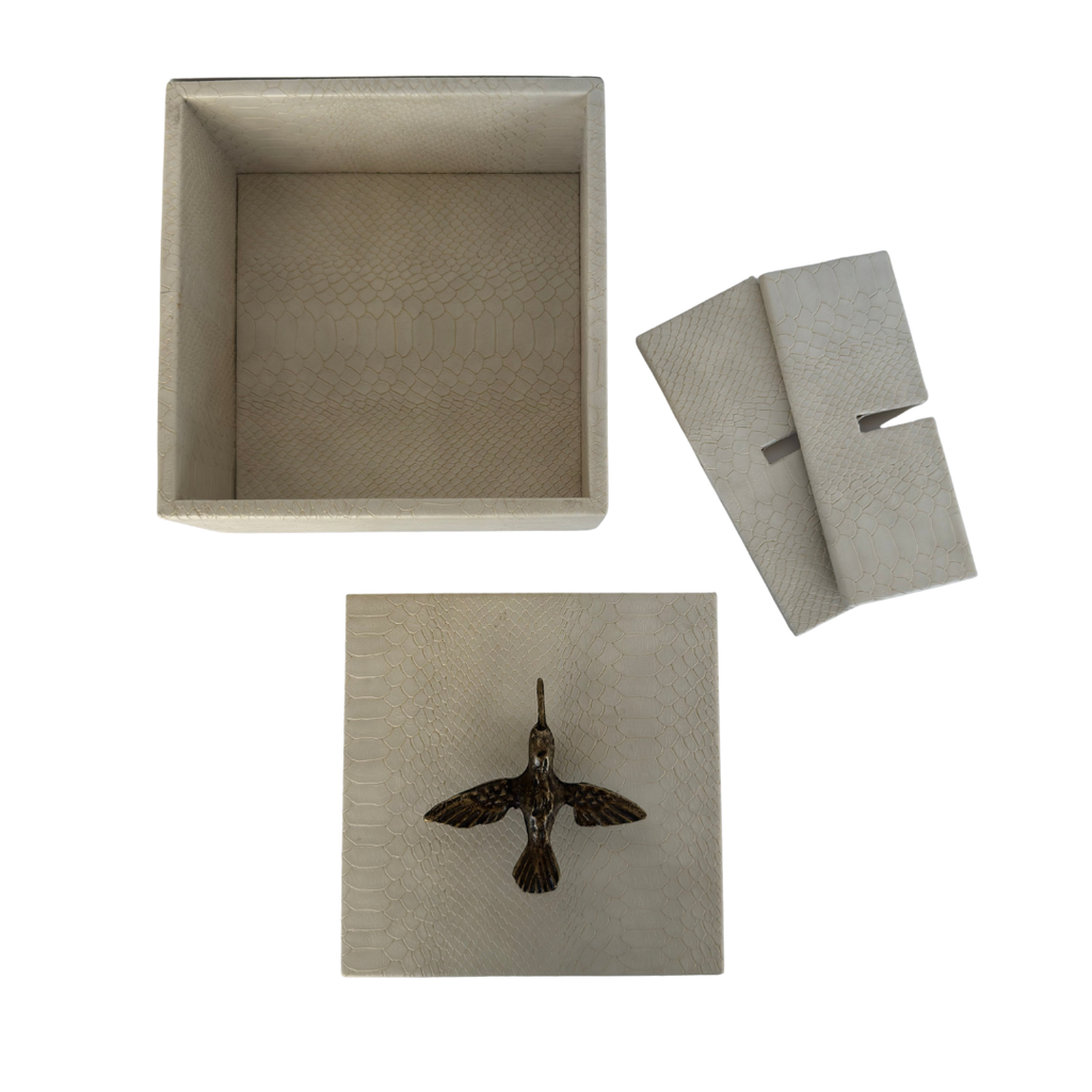 Caja Ortiga  Drilo Crema con Herraje de Colibrí