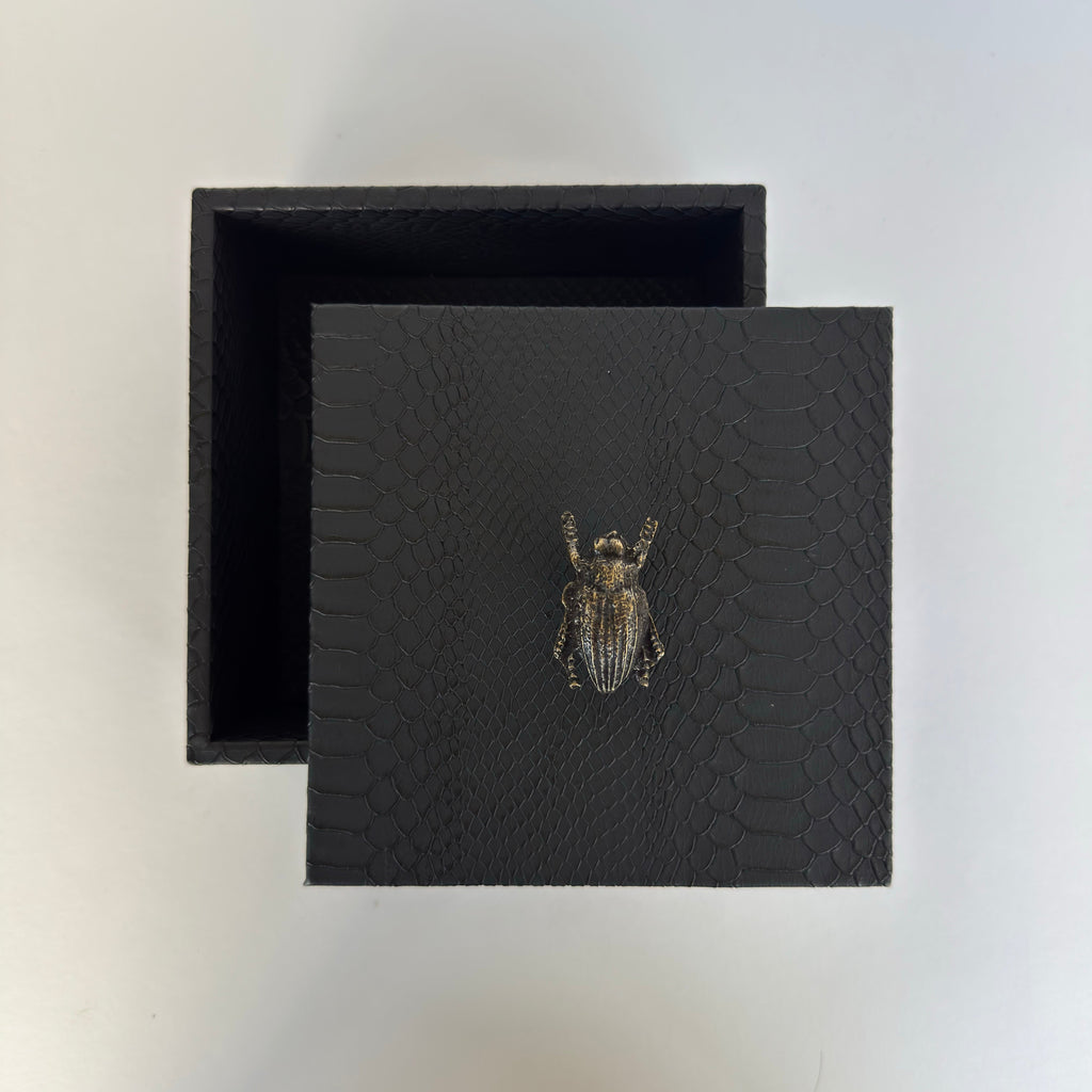 Caja Ortiga  Drilo negro con Herraje de Escarabajo