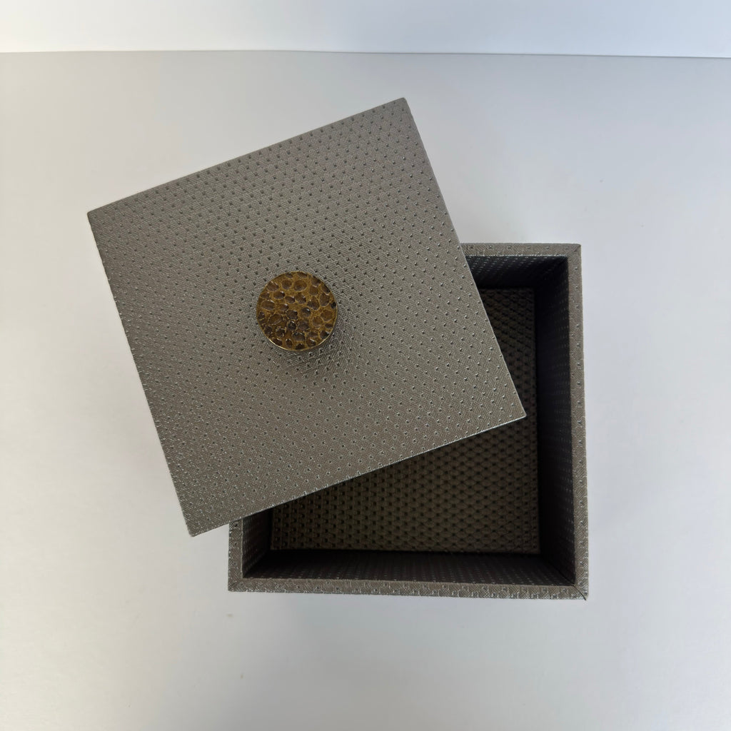 Caja Ortiga Drilo Plomo con Herraje de Nuez