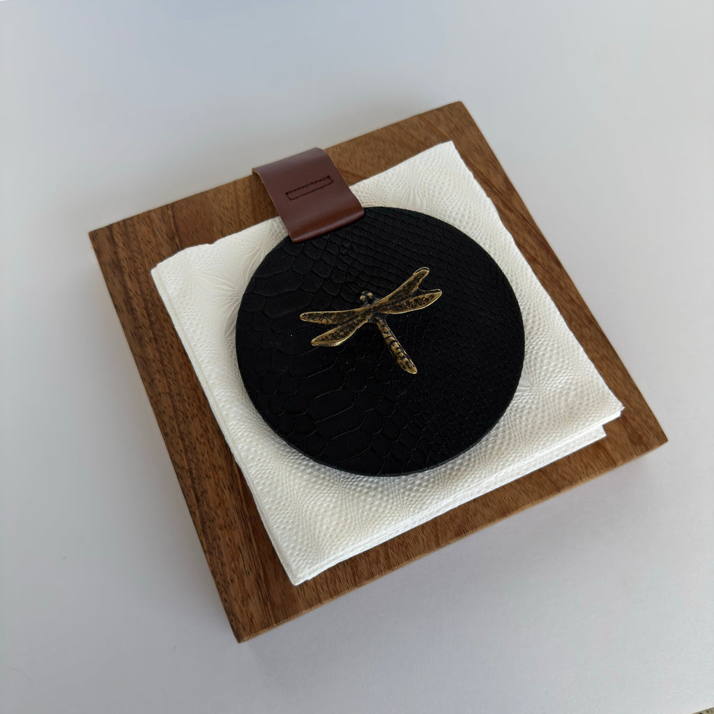 Servilletero Raccolto Drilo Negro con herraje Libélula