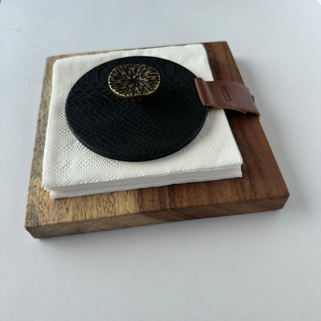 Servilletero Raccolto Drilo Negro con herraje Alga