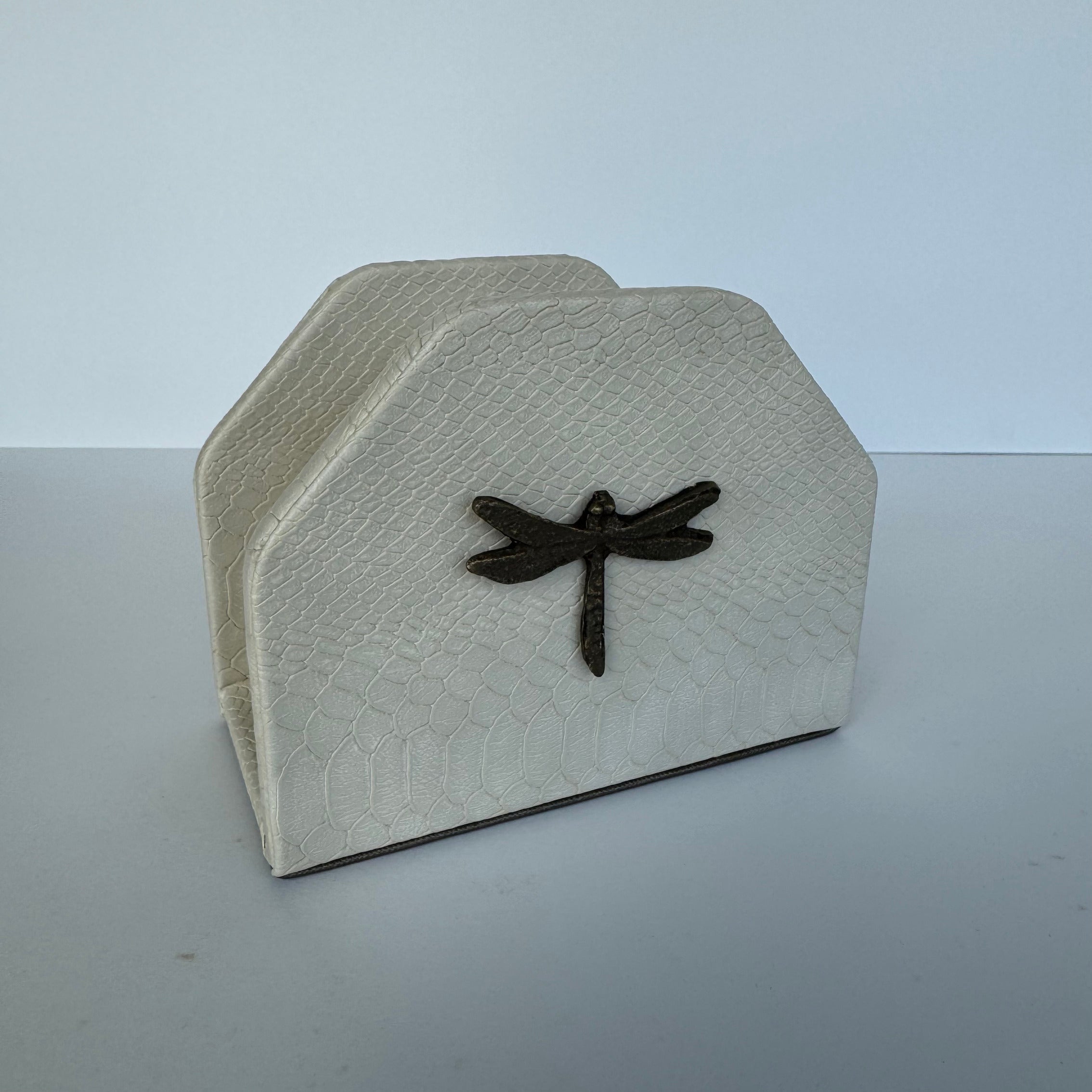 Servilletero Abanico Drilo Crema con herraje Libélula