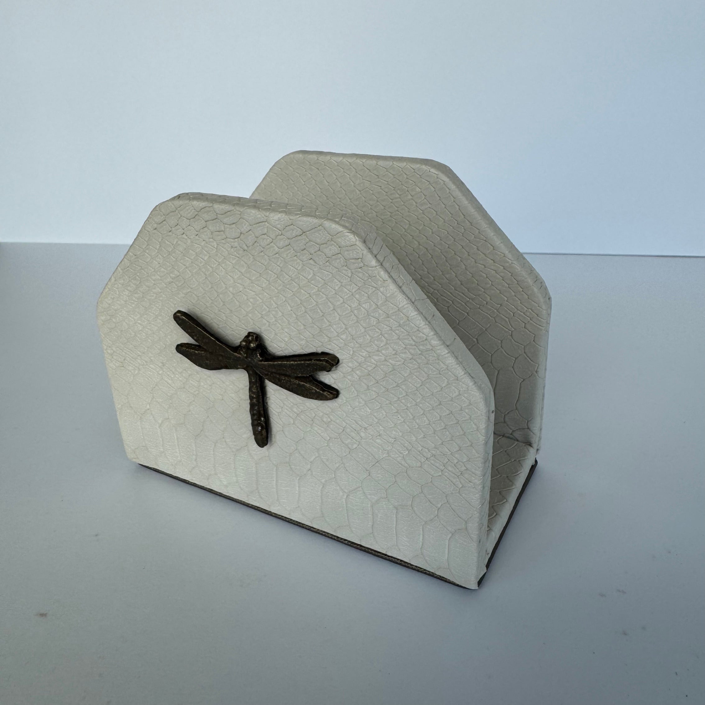 Servilletero Abanico Drilo Crema con herraje Libélula