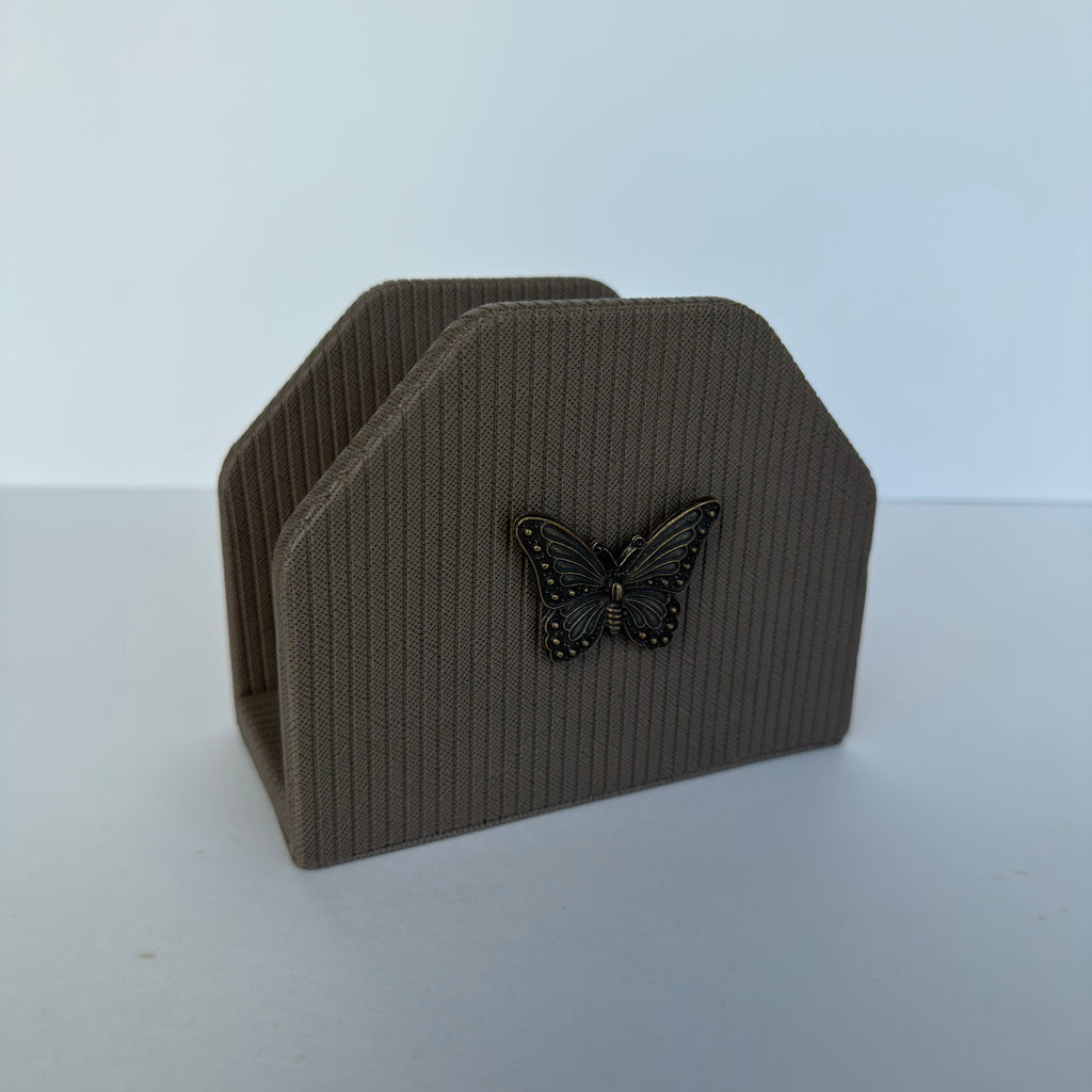 Servilletero Abanico Drilo Arena con herraje Mariposa